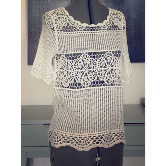 NEW James Coviello For Anthropolgie Women’s XS Lace Top - Picture 4 of 7